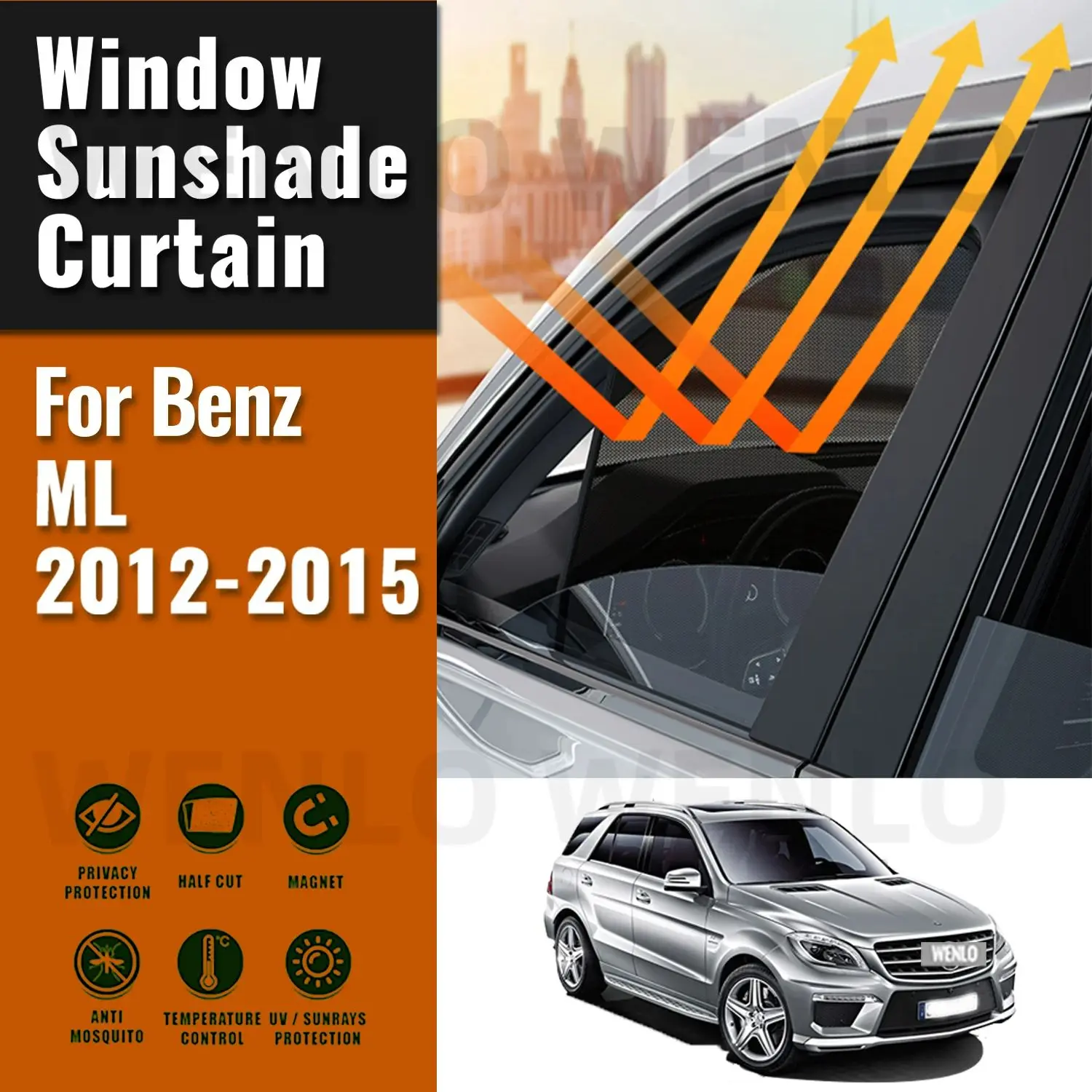 

For Mercedes Benz ML W166 2012 2013 2014 2015 Car Sunshade Magnetic Front Rear Windshield Curtain Side Window Sun Shade Visor