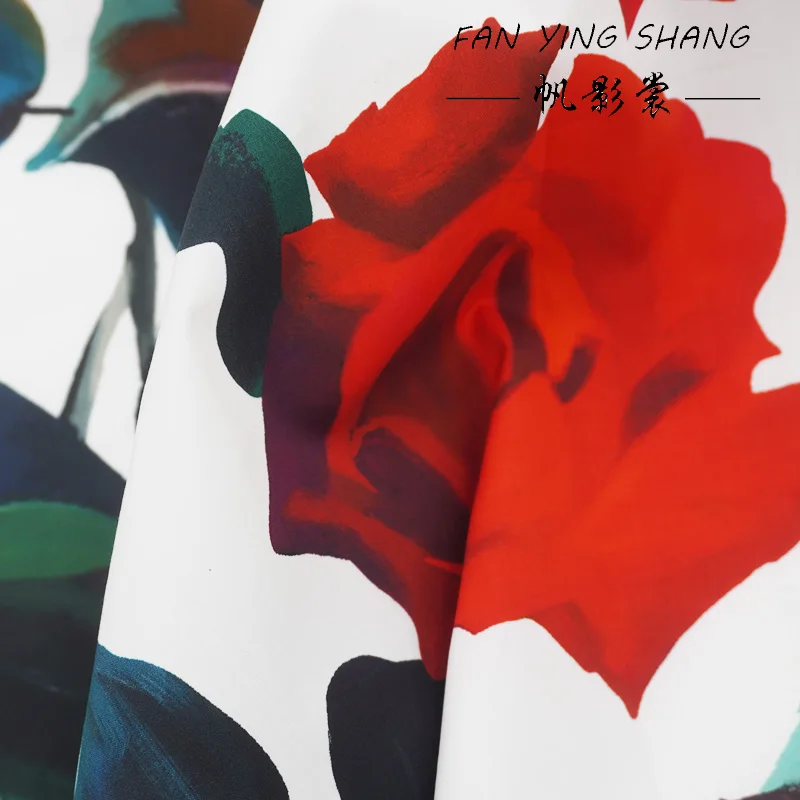 2025 نسيج القطن الرقمي الوردي الأحمر لفستان قميص تنورة Telas Para Costura Tissus Couture ткан مادة القماش الخياطة لتقوم بها بنفسك #4