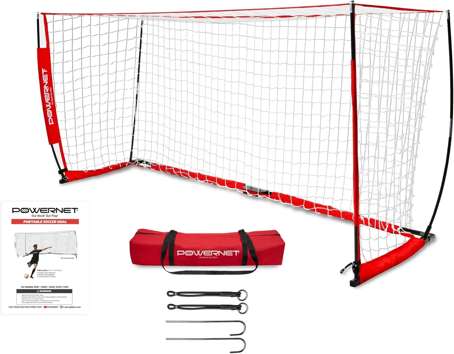 Carli Lloyd Soccer Goal, Portable Net Collapsible Metal Base, Quick Setup Ultra Portable, Full Size Framed Soccer Goal,