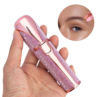 2 In 1 Electric Eyebrow Trimmer Lash Brow Mini Shaver Razors Painless Portable Facial Hair Remover Women Built-in LED Light