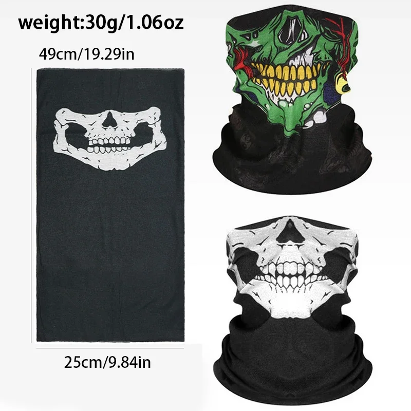 Skull Pattern Ourdoor Cycling Hiking Camping Hunting Running Neck Tube Scarf Bandana Motorcycle Face Mask Magic Scarf Halloween