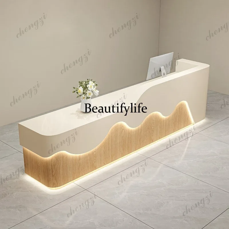 PPP Minimalist Aesthetic Reception Desks Beauty Salon Simple Design Reception Desks Company Unique Mostrador Commercial Furnitur