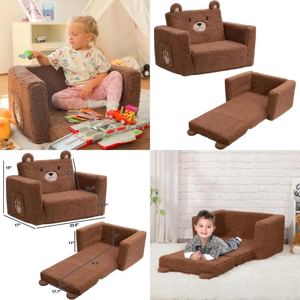 

2-in-1 Toddler Couch: Cuddly Chair for Playrooms and Living Rooms, Suitable for Boys & Girls, Bear Design
