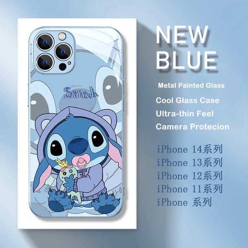 Disney Pink Stitch Metallic-Color Phone Case For Samsung A 04 12 14 21 22 23 24 30 32 33 34 51 52 53 54 71 72 73 5G Glass Cover