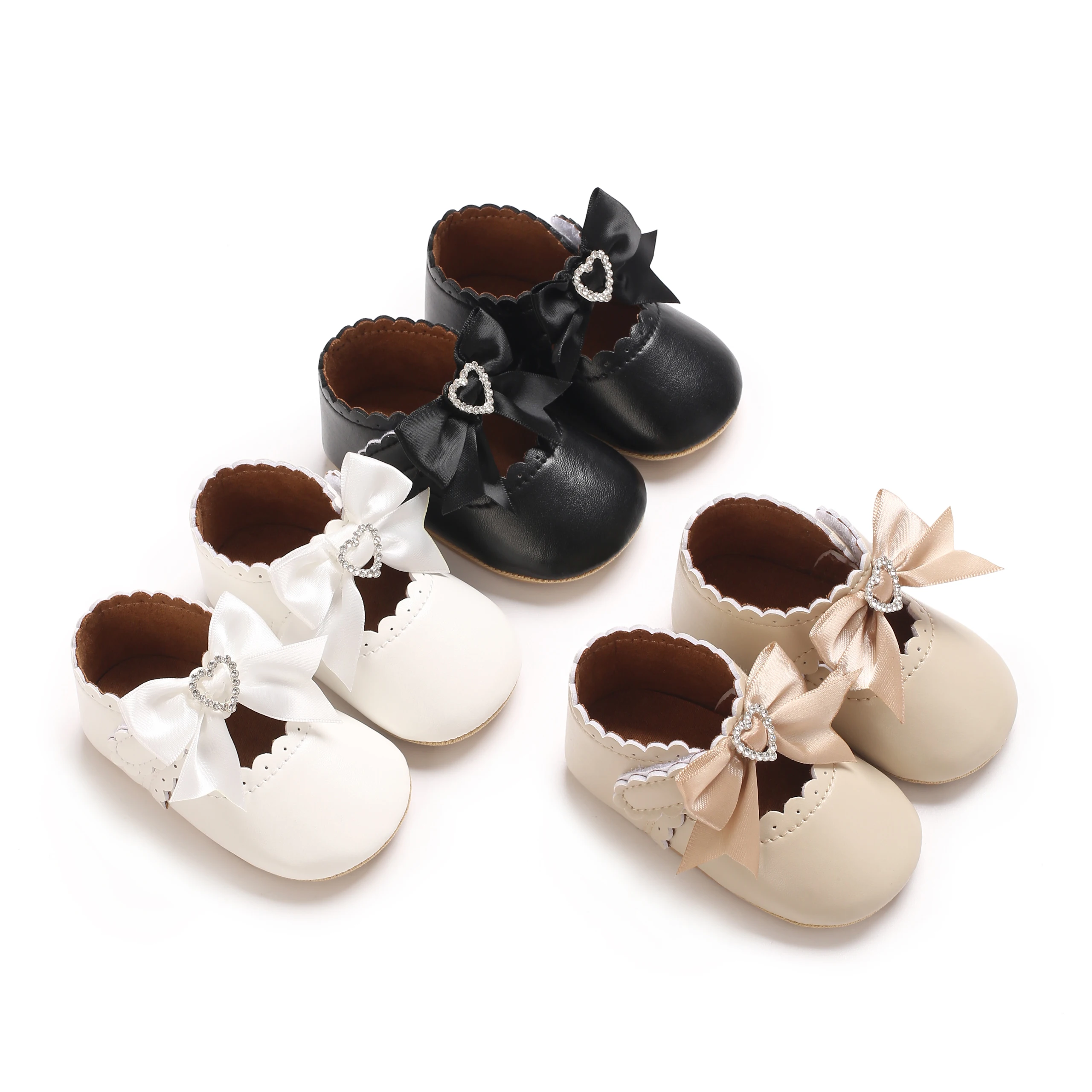 

Cute Princess Baby Shoes Spring and Autumn Edition Butterfly Bow Decoration PU Soft Bottom Suitable for 0-1 Year Old Baby