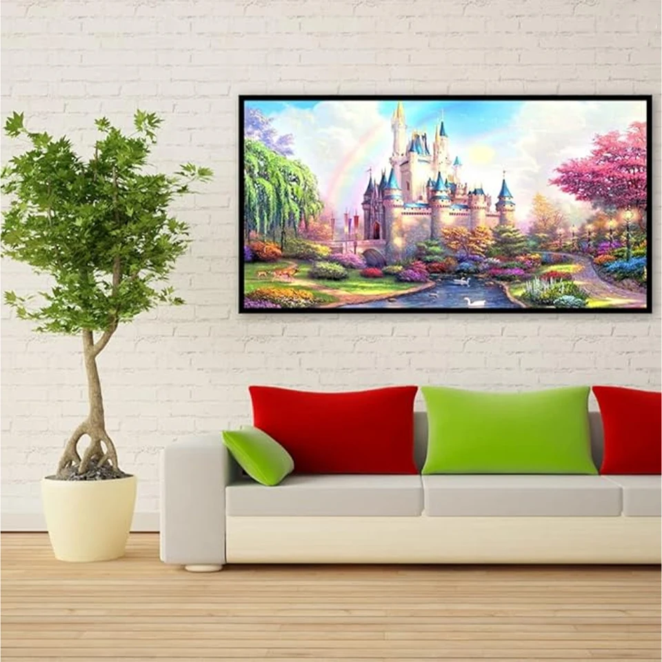 5D Diamond Painting Art Painting Landscape Tree Moon Castle Diamond Embroidery Sale Home Decoration DIY Crafts Gifts