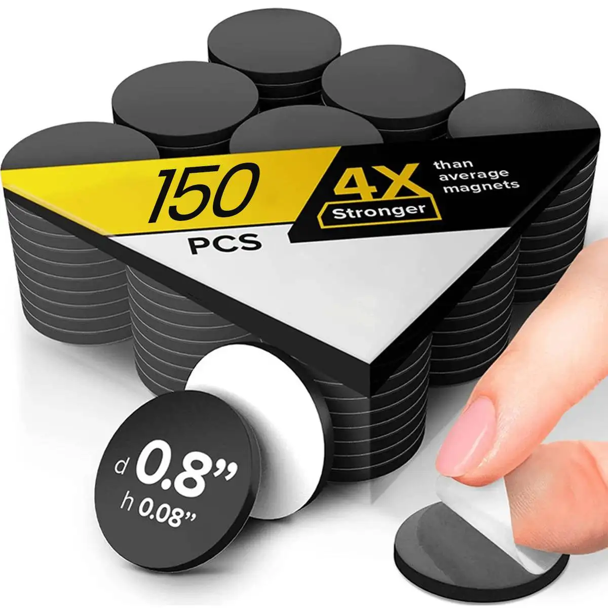 20 × 2 مم نقاط مغناطيسية مرنة ذاتية اللصق، 25/60/120/150 قطعة ملصقات مغناطيسية مستديرة صغيرة، مع دعم لزج والفنون والحرف اليدوية