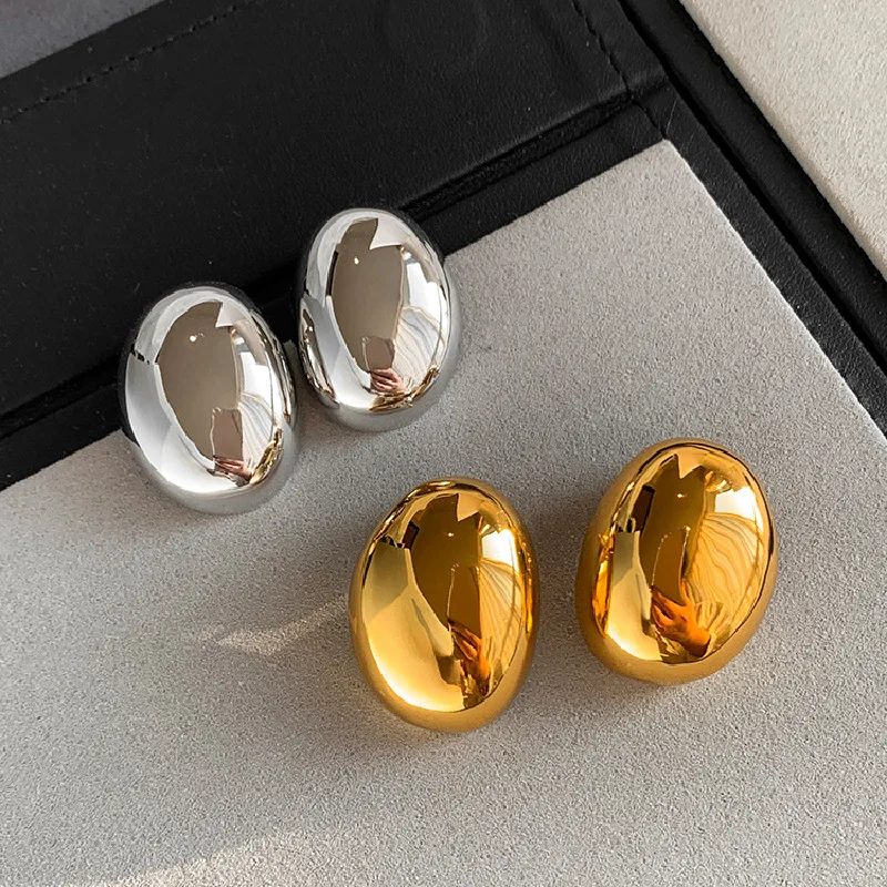 أوروبا وأمريكا الاتجاه الجديد أقراط معدنية لامعة وأقراط للنساء هدية مجوهرات بسيطة وبسيطة #4