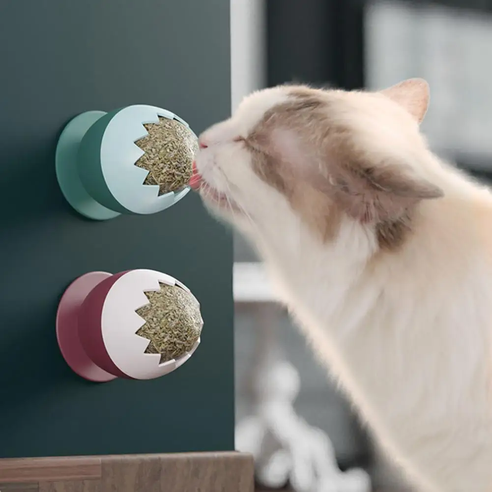 Catnip Ball No Preservatives Bite-resistant Rotating Emotional Comfort Entertaining Catnip Wall Ball Cat Toys Puppy Supplies