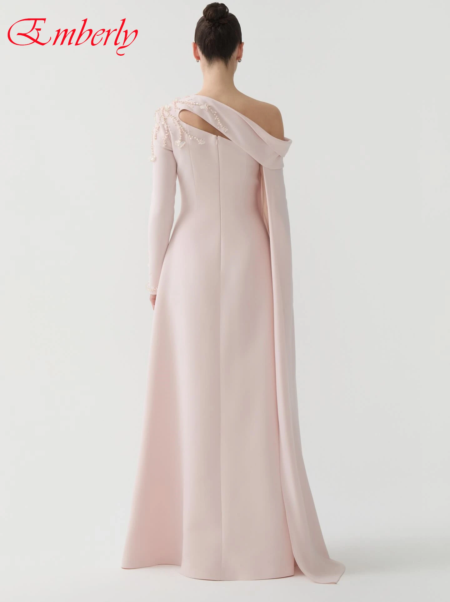 Customized A-Line One Shoulder Long Sleeves Formal Evening Dress Delicate Celebrity Gowns Fashion High Quality Party Dress