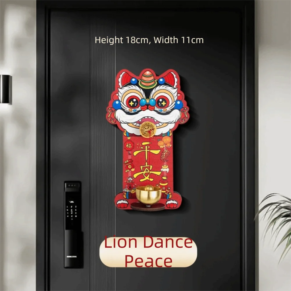 

New Cartoon Dopamine Magnetic Lion Doorbell Red Lion Dance Suction Front Door Bells New Year Decorate Home Decor Lion Doorbell