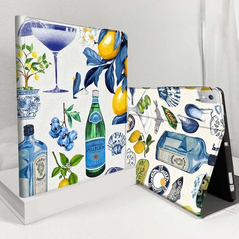 

Lemon Ocean Retro Illustration Case For Lenovo Pad Tab Legion Xiaoxin Y900 Y700 K10 M10 P11 3rd Pro GT Plus Gen Cover Tablet