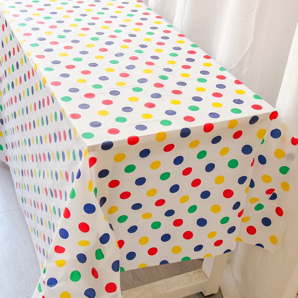 1Pcs Disposable Tablecloth Balloon Dot Happy Birthday Party Table Cover for Kids Birthday Baby Shower Party Decoration Supplies