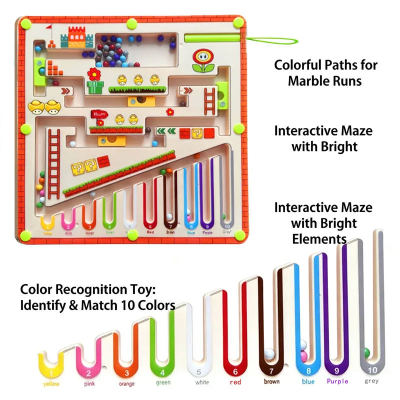 Children's Magnetic Maze Walking Ball Puzzle Toy for 3-6 Year Old Babies, Focusing Training, Logical Thinking Early Education To