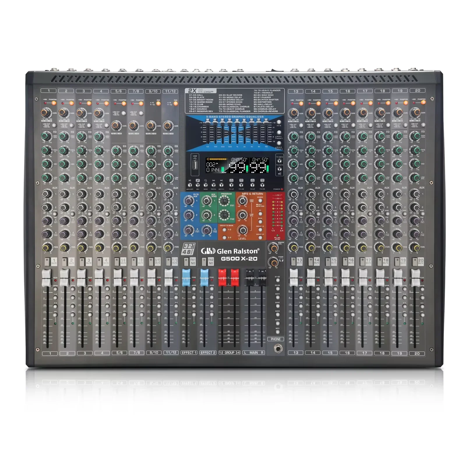 G500X-20 Professional Audio Mixer Console 20 Channel With USB Bluetooth Recording MP3 Reverb Sound Console Equipment System