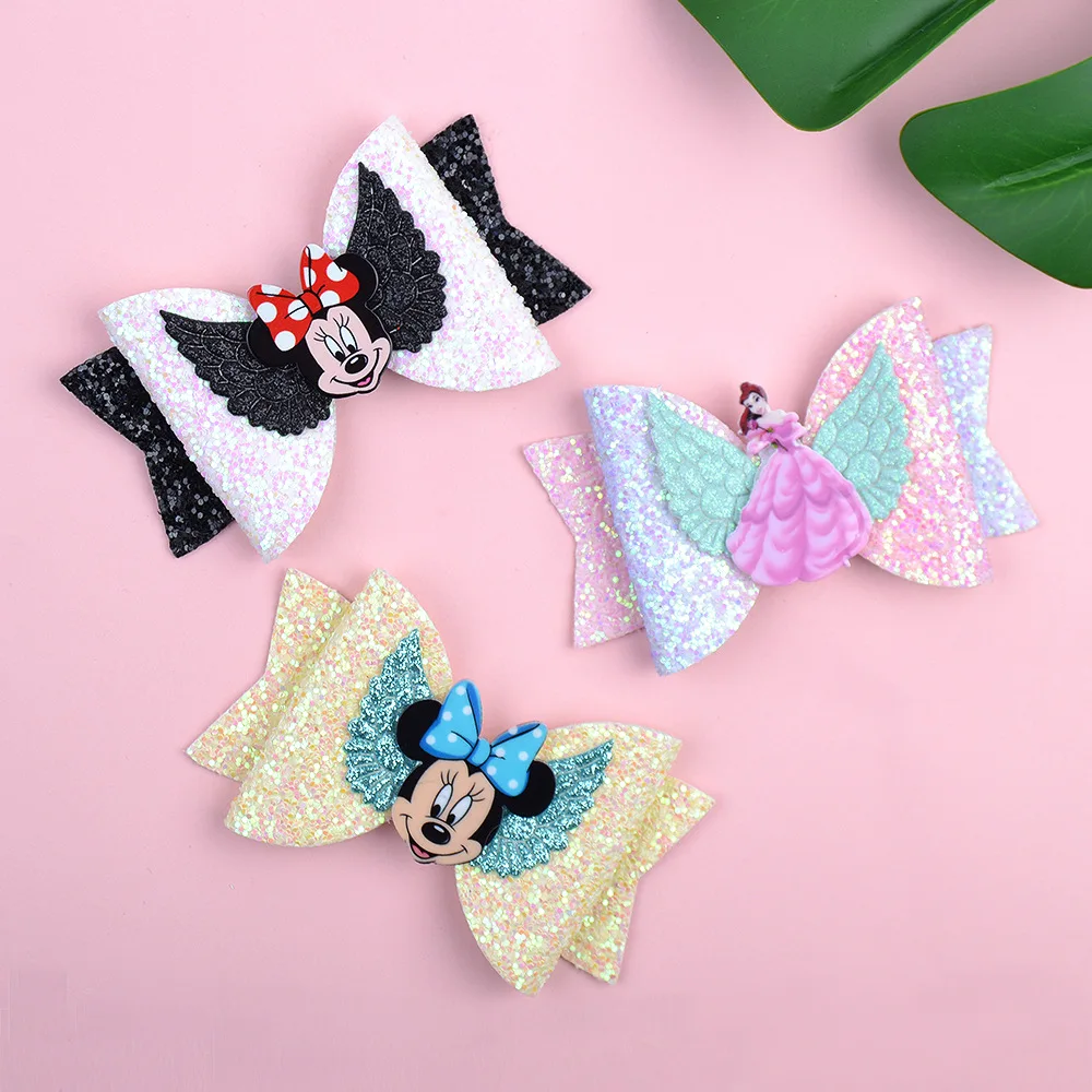 Disney Hairpin Mickey Mouse Kids Hairpin Bow Girls Hairpins Hair Clips Children Gradient Color Headdress Kids Hair Accessories