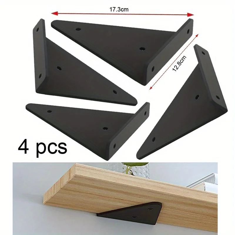 4pcs Shelf Bracket Supports Hidden Brackets Floating Wood Shelves Concealed Blind Shelf Support Screws and Wall Plugs Included