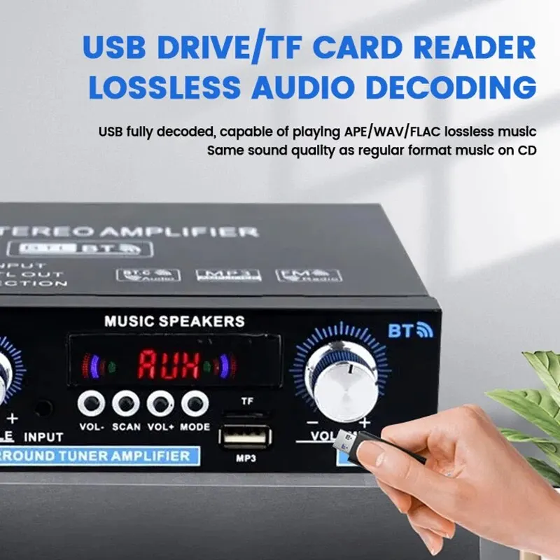 AK35 30W*2 Home Car Power Amplifiers 2 Channel Bluetooth Surround Sound FM USB Remote Control Mini HIFI Digital Stereo Amplifier