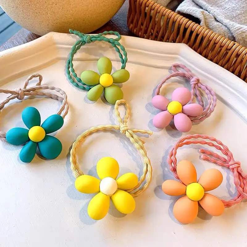 Korean Children Flower Scrunchies Women Girls Elastic Hair Rubber Bands Accessories Tie Hair Ring Rope Ponytail Holder Headdress