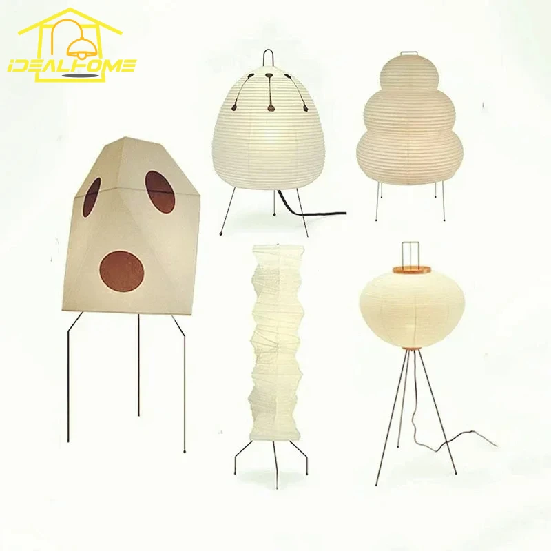 Imagem -05 - Japonês Wabi-sabi Akari Noguchi Yong Lâmpada de Assoalho Led Papel Minimalista de Arroz Iluminação Interior Sala Sofás Store E27