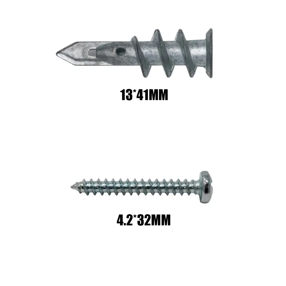 Hollw Wall Plasterboard Anchor Zinc Alloy Drywall Self-drilling Anchors E8/13*41mm #8*1-1/4 Tapping Screw