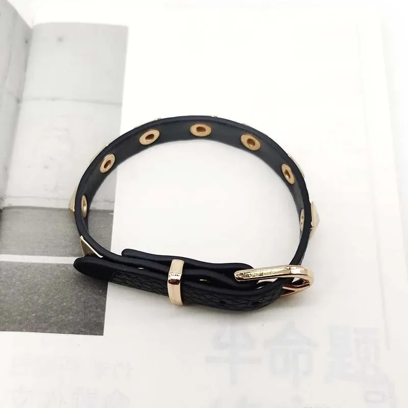 Adjustable PU Leather  Punk Rivet Bangles Brand  Metal Punk Euramerican Bracelets Jewelry Wristbands Gift for Men