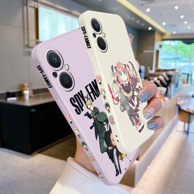 Spy Family Anya Forger Phone Case For OPPO Find X5 X3 X2 Lite Pro Neo A5 A53 A94 4G 5G Liquid Left Rope Soft Cover