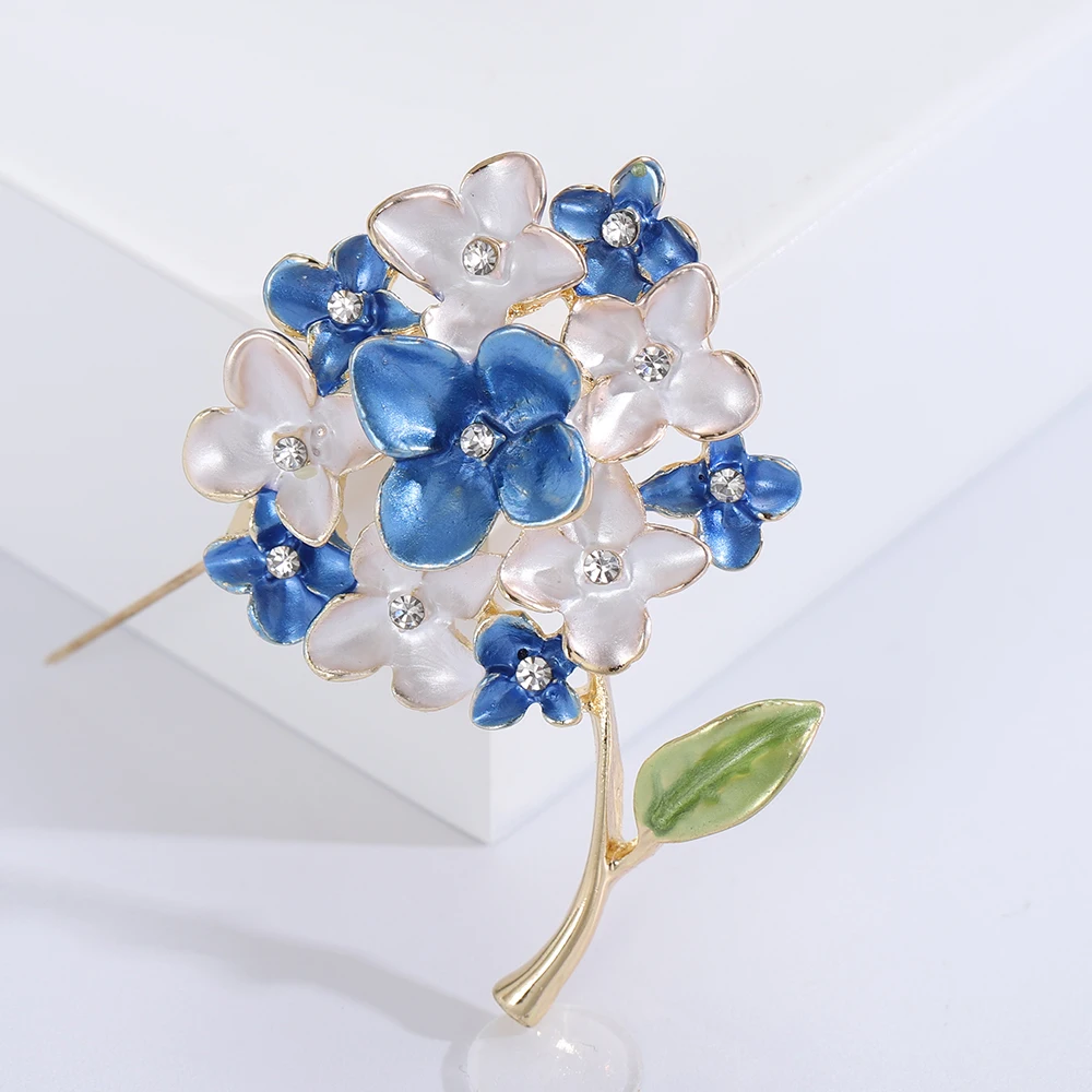 Beaut&Berry Popular Enamel Rhinestone Flower Brooches 4-Color Women's Dress Office Party Casual Pins Accessories Gifts