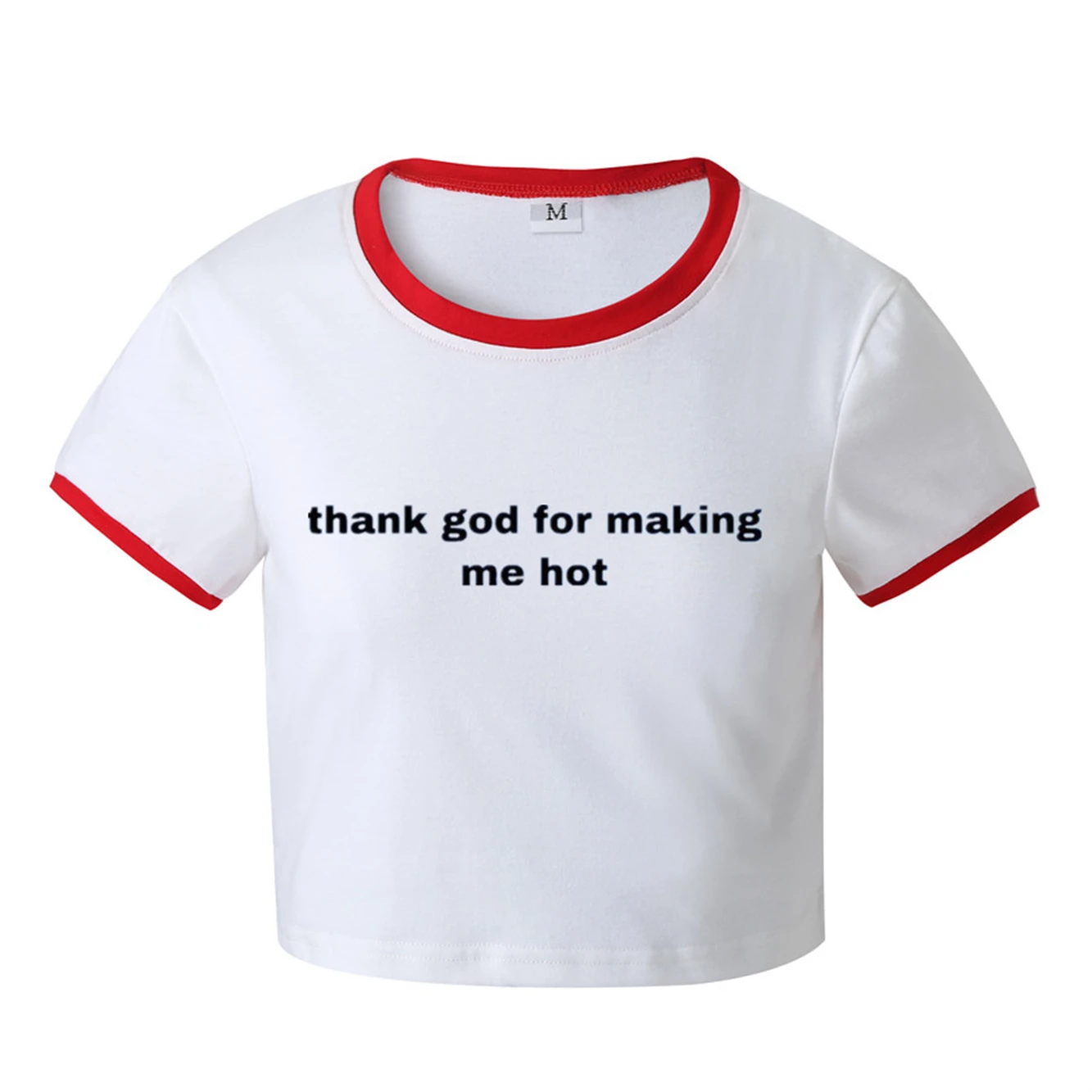 Thank God For Making Me Hot Y2K Cropped Top Baby Tee 2000s Inspired Tee Slogan Graphic Cotton T-Shirt Gift For Her