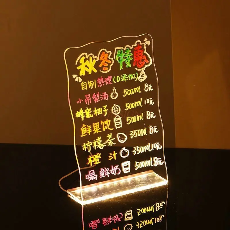 1pcs Hand drawn fluorescent board, LED illuminated advertising board, ambient light, stall advertising board, table board, price