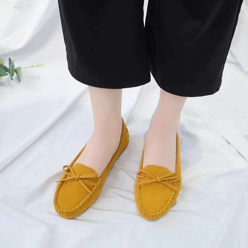 Modische Damen-Slipper mit Rundzehe und Schleife, Weiche Sohle, Slip-On Mokassins, Tägliche Freizeitschuhe – Detail 8