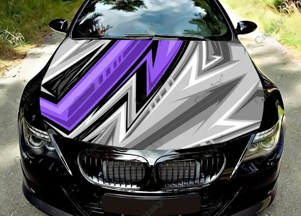 

Abstract Racing Stripes Car Hood Vinyl Stickers Wrap Vinyl Film Engine Cover Decals Sticker Universal Car Hood Protective Film