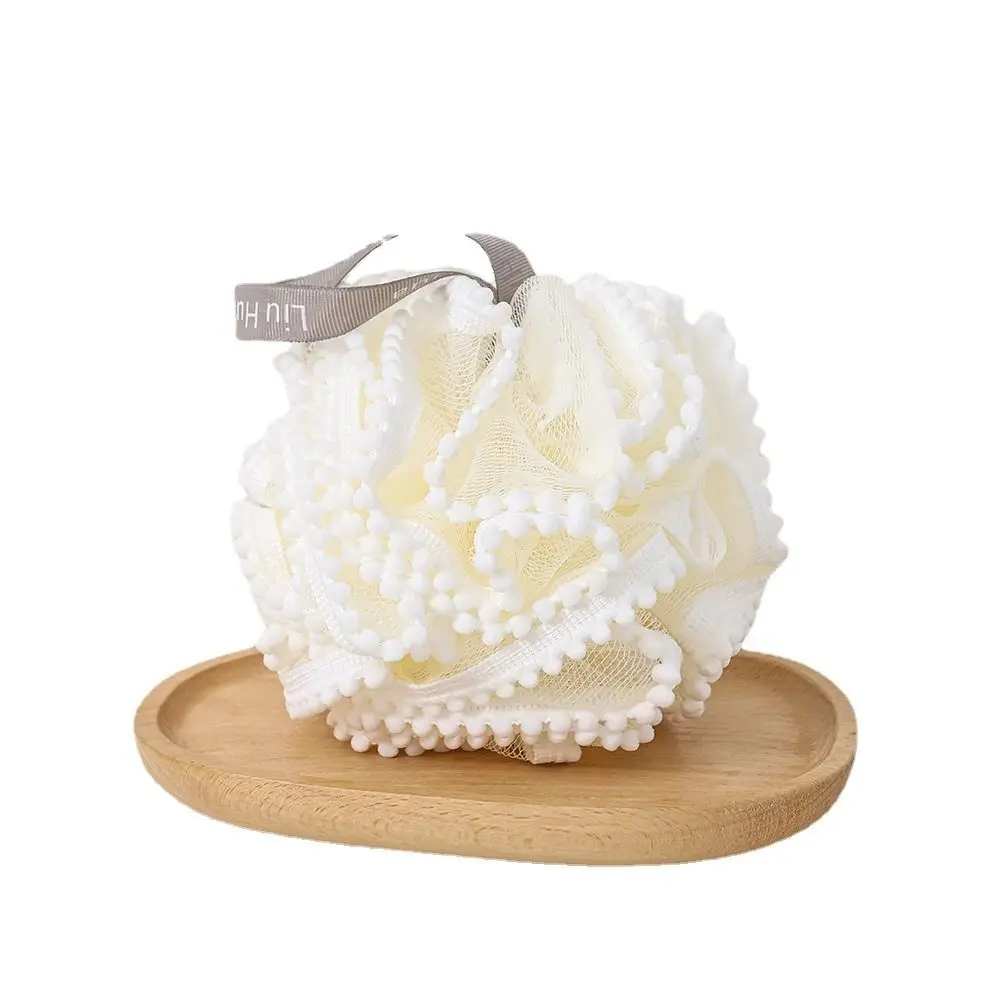 Fluffy White Bathball Soft Rich Foam Rubbing Tool Hangable Comfortable Touch Bath Flower Bathroom