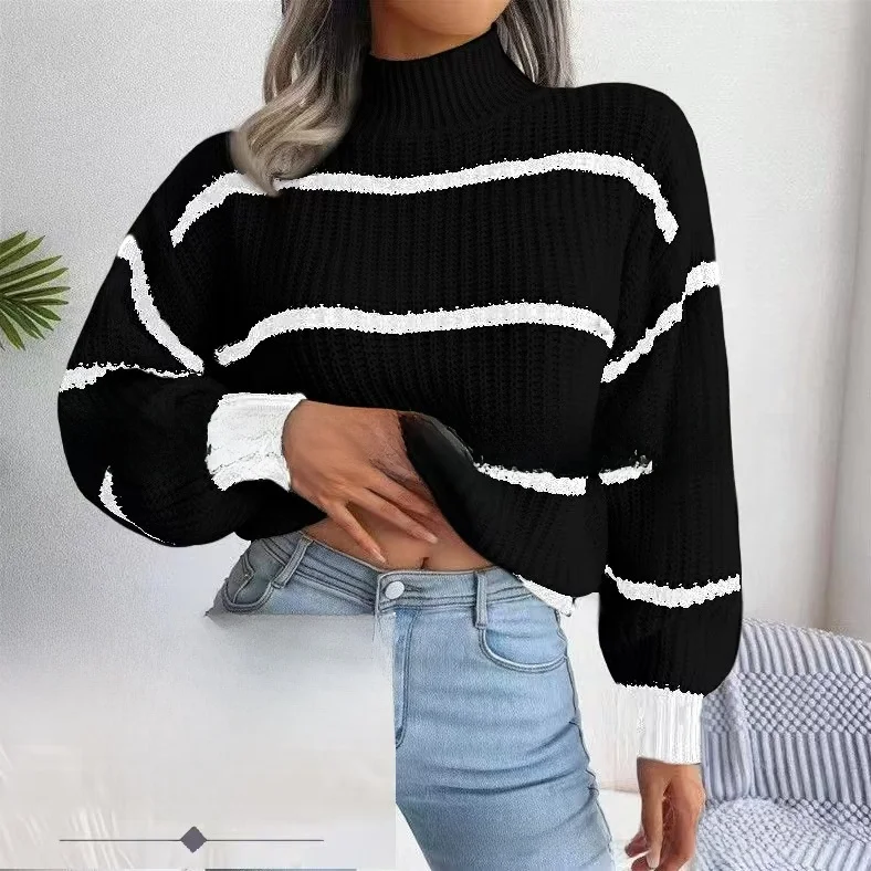 루즈핏 롱 니트 스웨터 하이넥 캐주얼 슬리 여성 프리미엄 패션 가을 컬렉션 크루넥 니트웨어