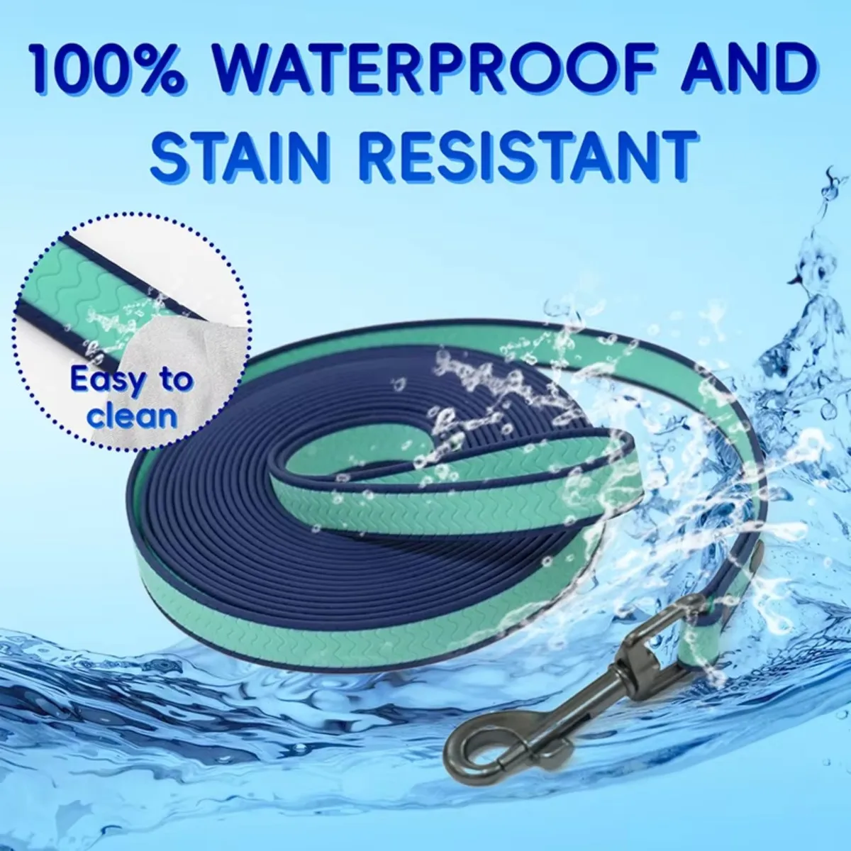 2 mm dicke, gewellte, rutschfeste PVC-Hundetrainingsleine, wasserdicht, lange Führleine, 5 m/10 m/15 m, 1,5 cm breit, für kleine und mittelgroße Hunde – Detail 3