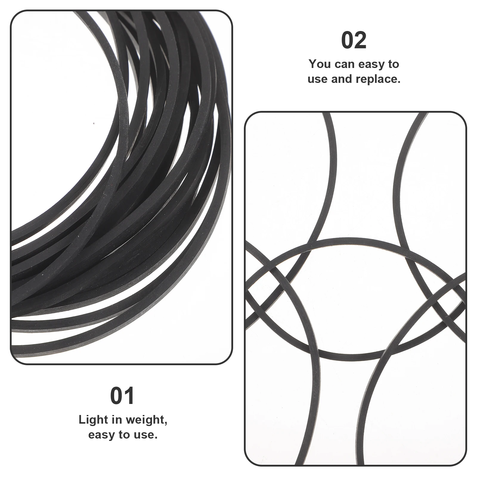 

20Pcs Cassette Tape Player Belts Rubber Material Stable Performance Reduce Noise Sufficient Quantity