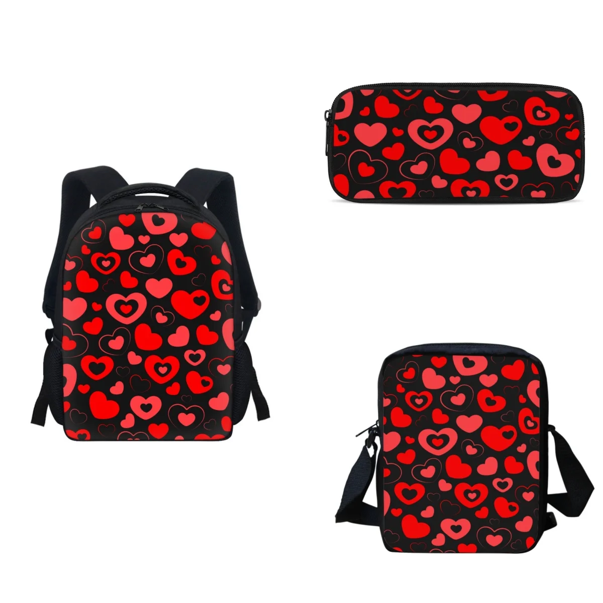 

Fashion Love Print School Bag Set For Girls 10 to 15 years Teen School Backpack Kids Bag Student Bookbag Lunch Bag Pencil Case