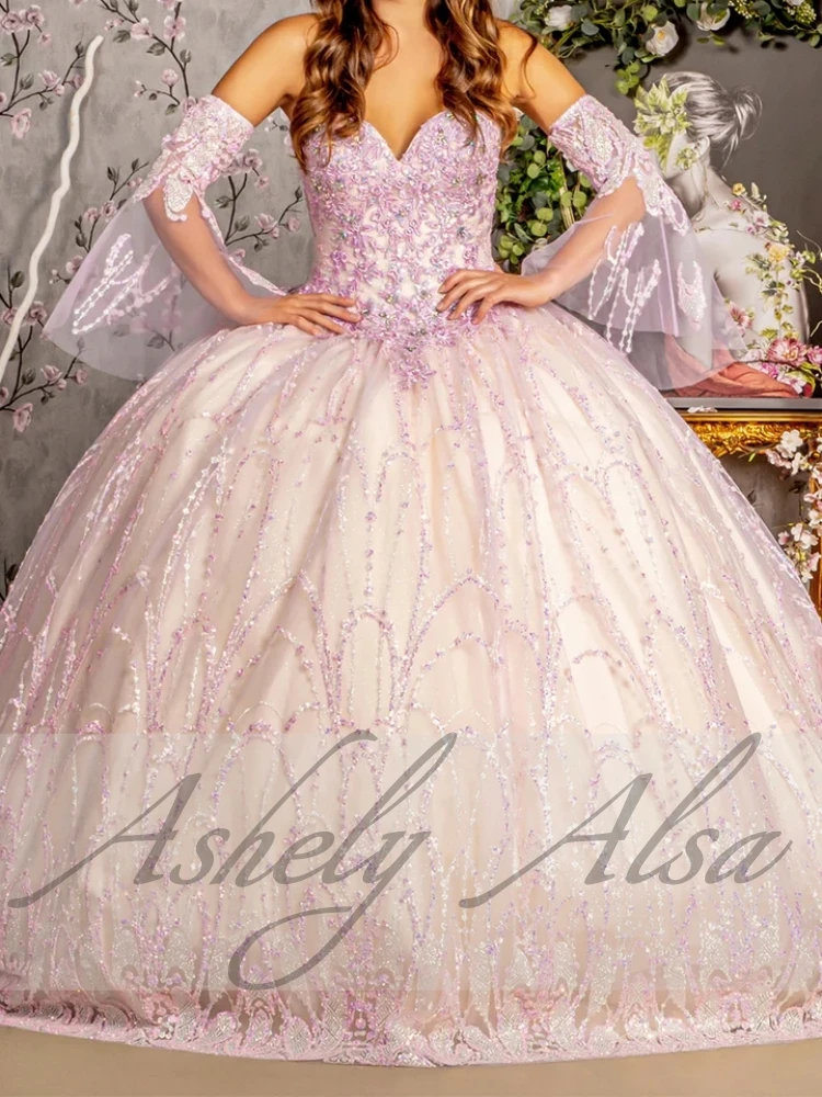 Robe de Quinceanera avec manches en dentelle et appliques pour filles, robe de reine de danse, robe de Rh, robe de soirée d'anniversaire, robe éducative, charmante et douce, 15 ans