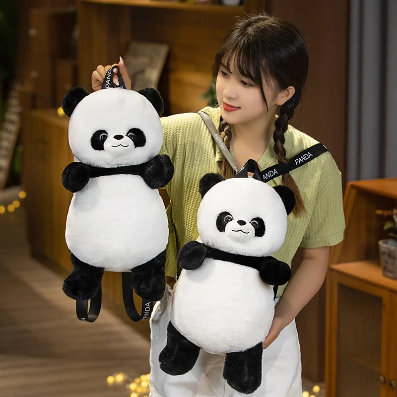 Panda Mochila de pelúcia para bebê Kawaii Animal Schoolbag, bonecas de pelúcia macia, presentes de aniversário e Natal de alta qualidade