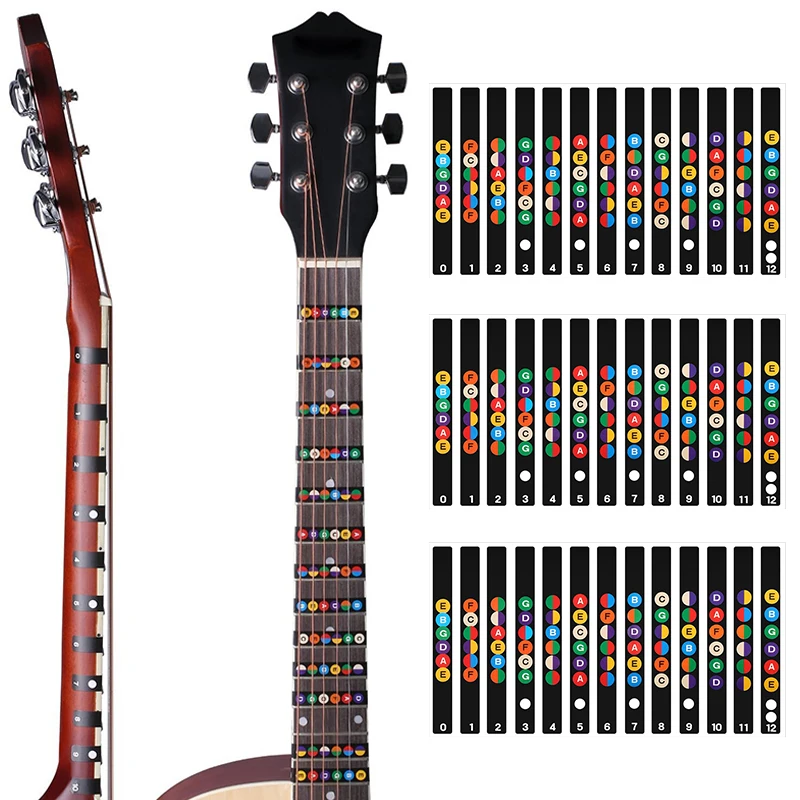 3-6Sheets/Pack Guitar Scale Sticker Notes Label Beginner Self Study Visual Guiding Props Guitar Accessories for Music Lovers ZYF