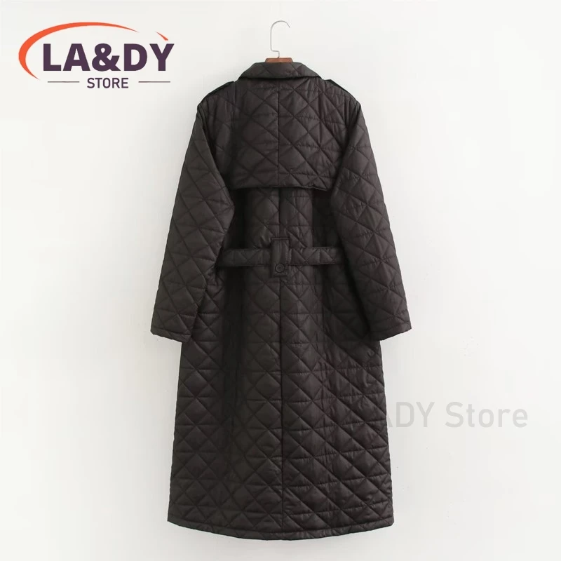 Parkas Coat 2024 Autumn Winter Women Fashion Loose Single Breasted Female Solid Color Long Sleeve Pockets Belt Casual Outerwear