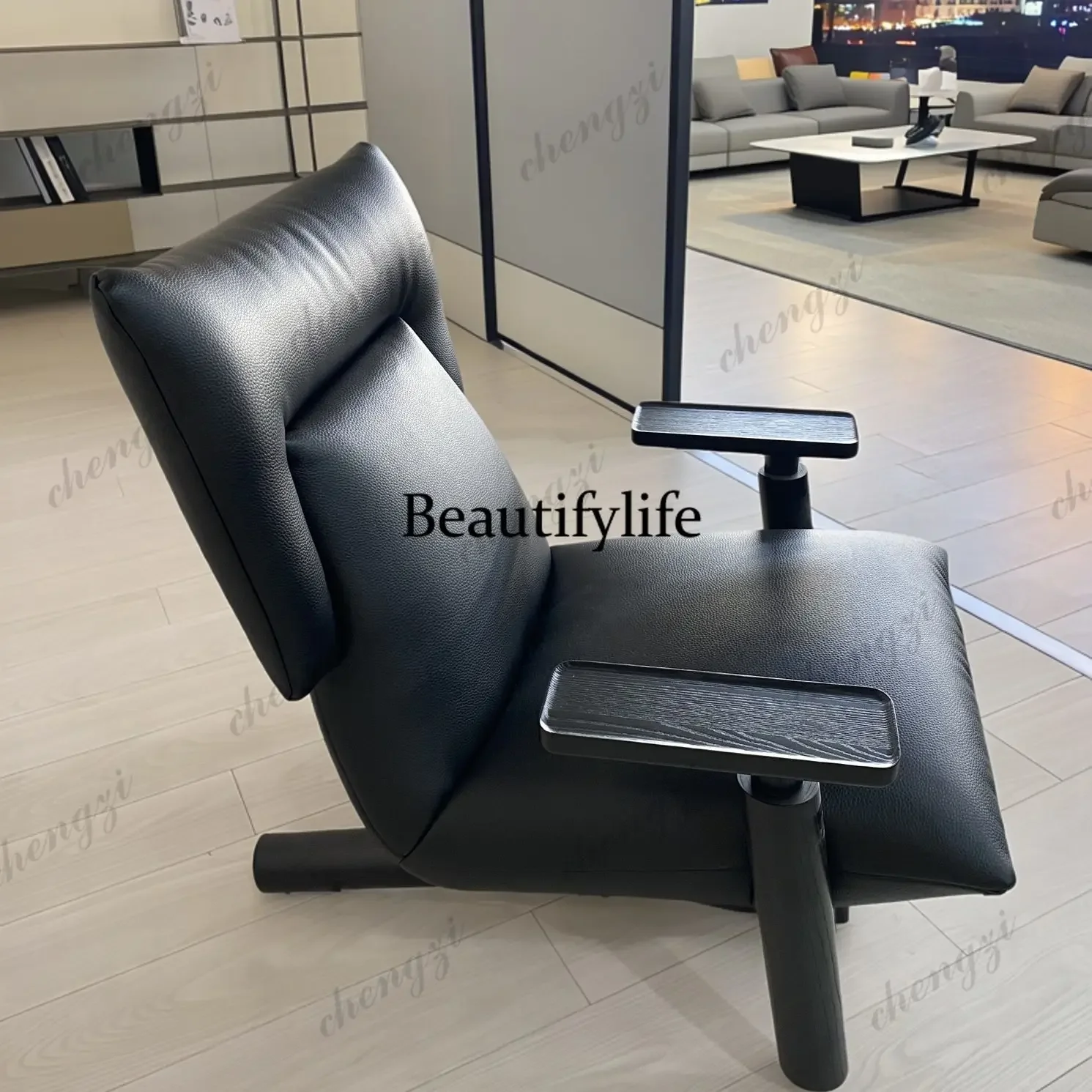 A4567 Retro first-layer cowhide single sofa designer leisure chair hotel homestay living room chair