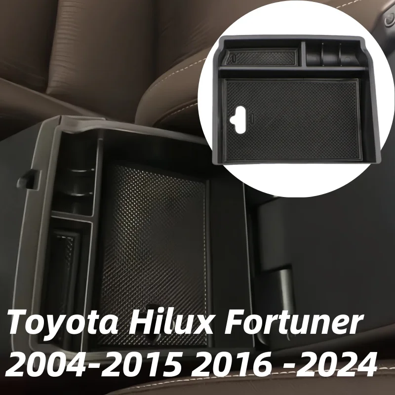 

Car Armrest Storage Box for Toyota Hilux Fortuner 2004-2015 2016-2024 Center Console Container Organizer Tray Interior Accessory