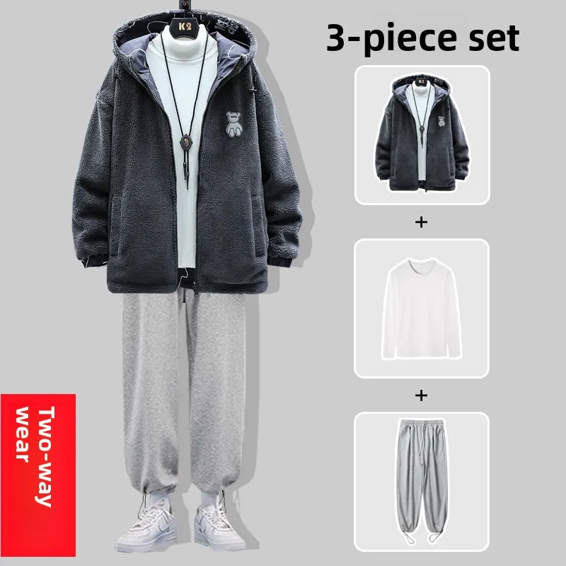 

Модный комплект из двух предметов: утепленная куртка из хлопкового вельвета и брюки из полиэстера с длинными рукавами для пар. Повседневная спортивная одежда.
