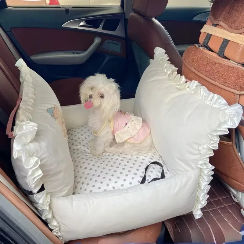 FurStarDog Car Kennel Original Bear Embroidery Pattern Car Go Out Multi-purpose Nest Maltese Yorkshire Bear Teddy Cat Dog Car Se