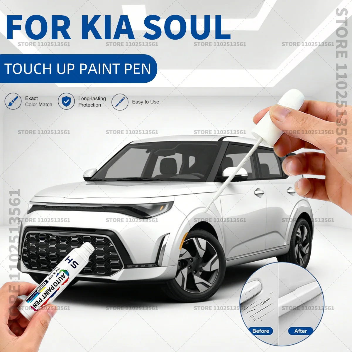 Car Paint Repair Pen Touch Up Paint Brush Scratch Remover for Deep Scratches and Marks For KIA Soul White blue black Green