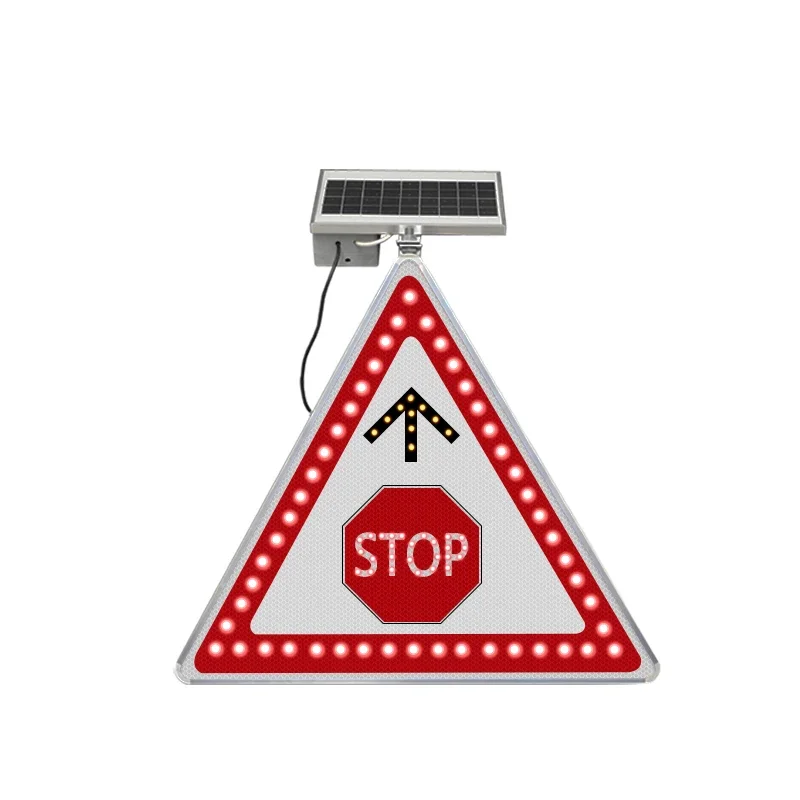 High Bright Road Safety Aluminum Reflective Solar Warning  LED Flashing Traffic Signs