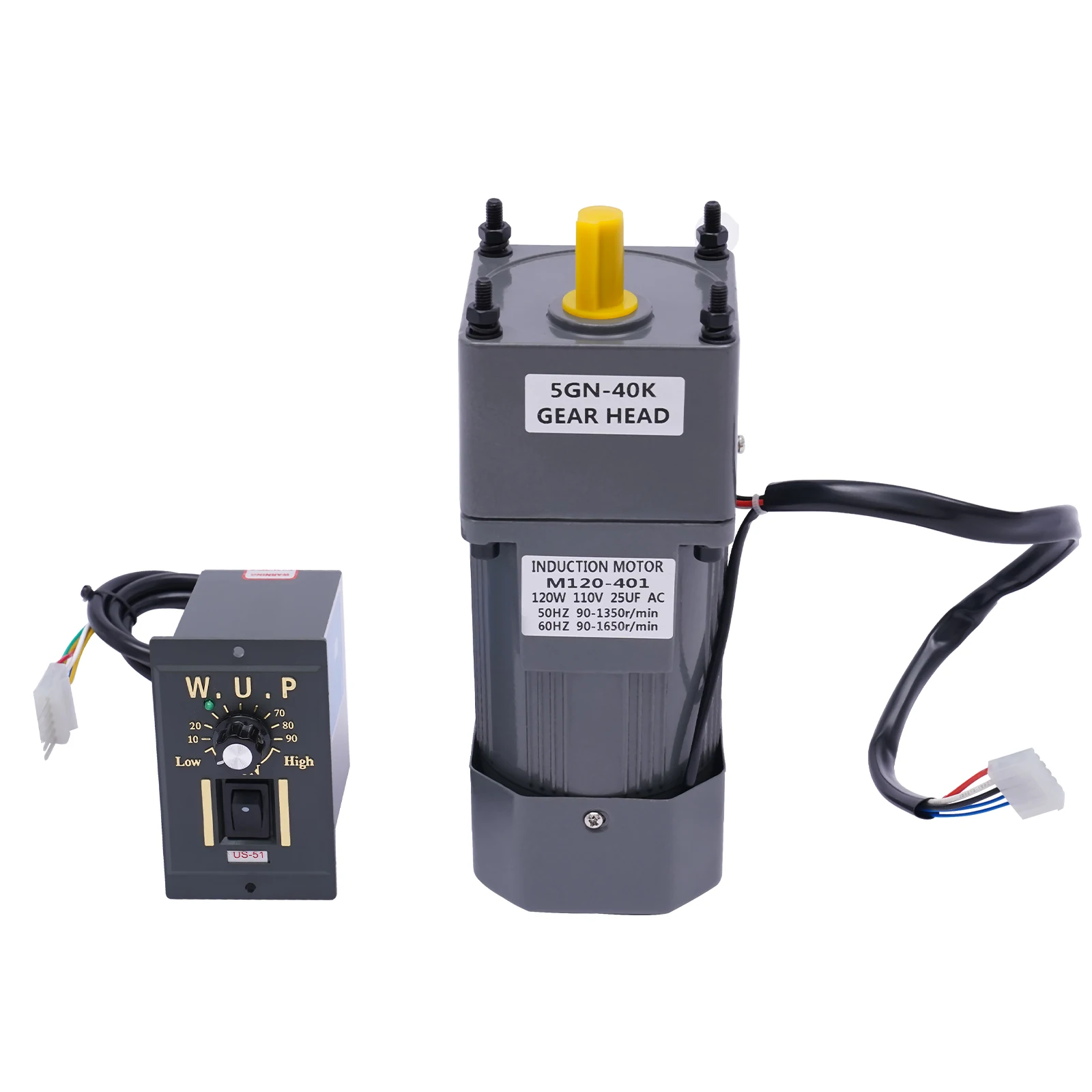 120W 40K Gear Reduction Motor 110V 1:40 Speed Controller High Torque Reversible AC 1350r/min