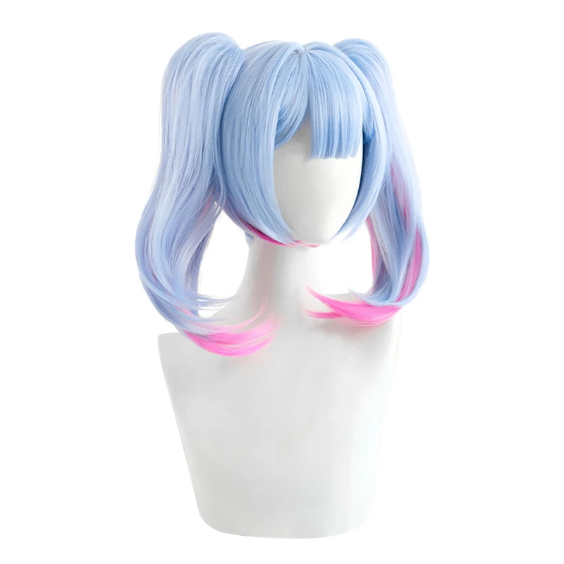 L-correo electrónico Peluca de pelo sintético para Halloween, conejo, Luka, Cosplay, colas de caballo, corto, azul, Color rosa mezclado, agujero de