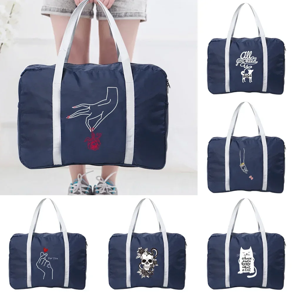 Bolsa de lona de gran capacidad, bolsas de viaje de moda para Unsiex, bolsas de fin de semana, bolsas de viaje, patrón lindo plegable